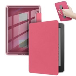 حافظة لجهاز Kindle Paperwhite 12 & Colorsoft – ظهر أكريليك شفاف مع حزام يد وغطاء حماية أمامي